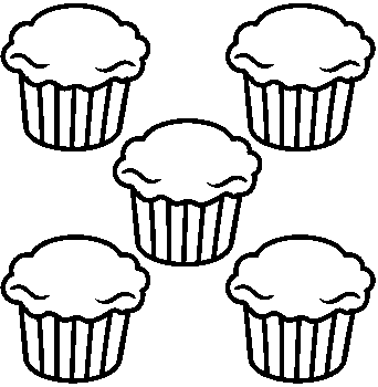 Cupcake outline clipart black and white