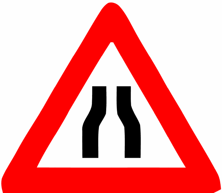 Road narrows (Israel road sign).png