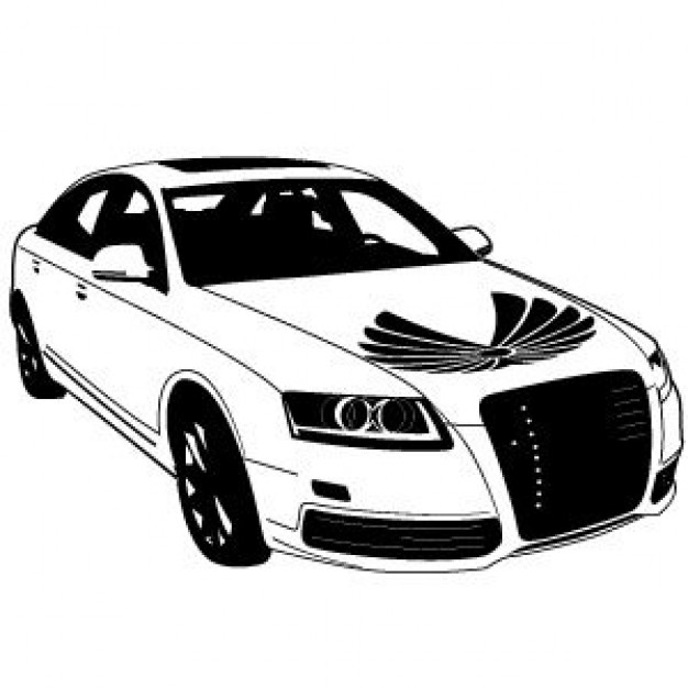 outline car with vinyl wing on hood | Download free Vector