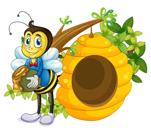 Cartoon bee and beehive vector material 06 - Vector Animal, Vector ...