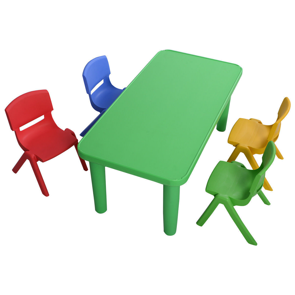 Kids Plastic Table And 4 Chairs Set Play School Home Fun Furniture ...