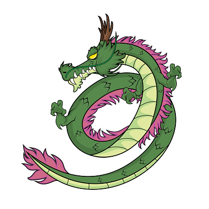 Cartoon Of The Chinese Dragons Clip Art, Vector Images ...