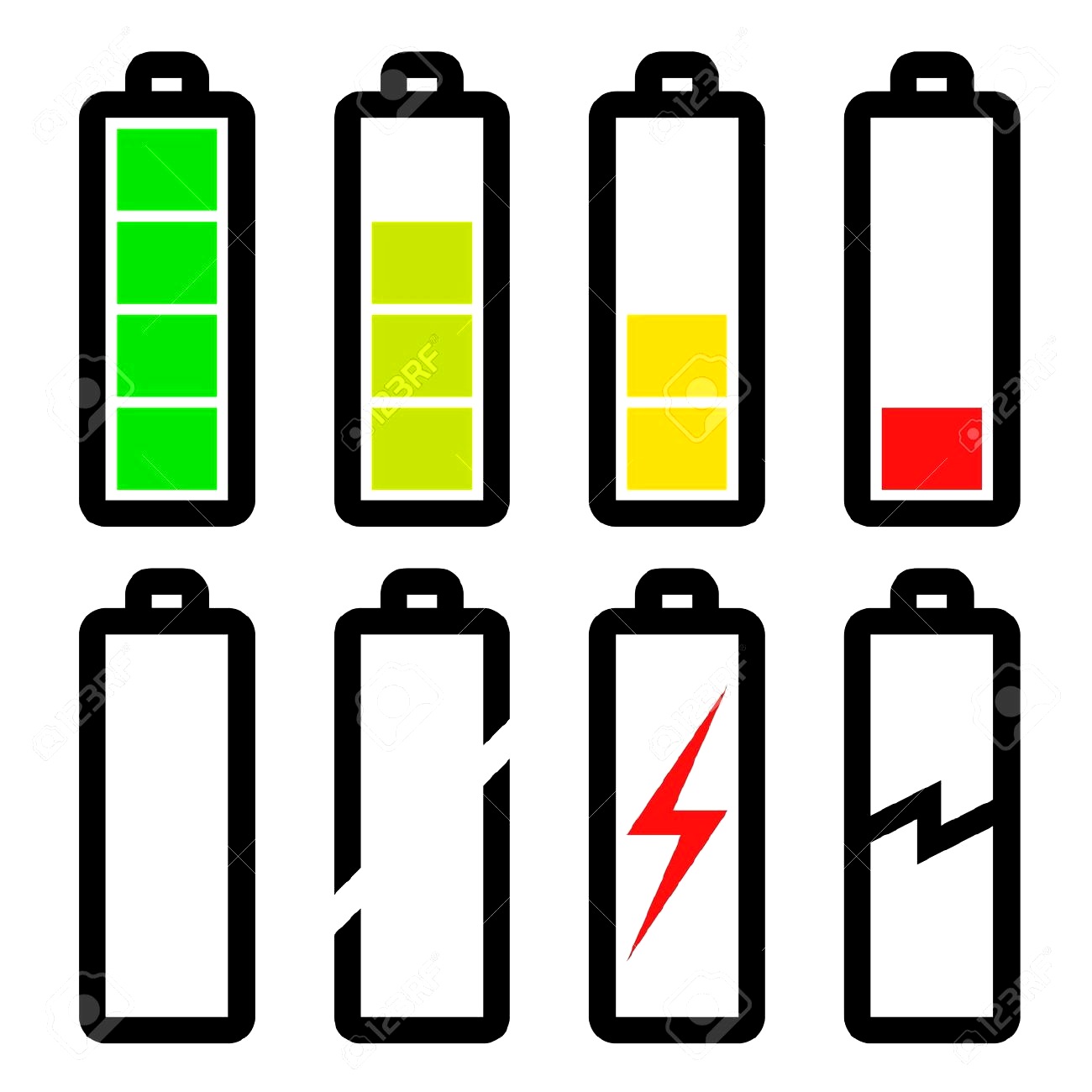 Component. symbol of a battery: Vector Symbols Of Battery Level ...