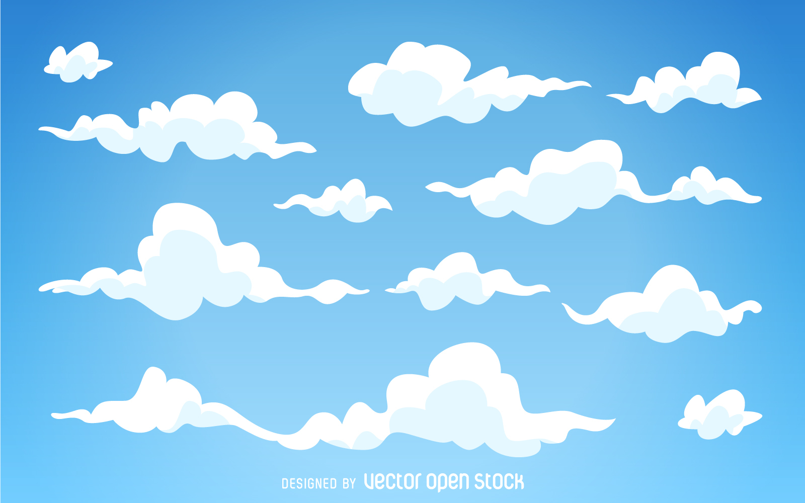 Illustrated cartoon clouds background - Vector download