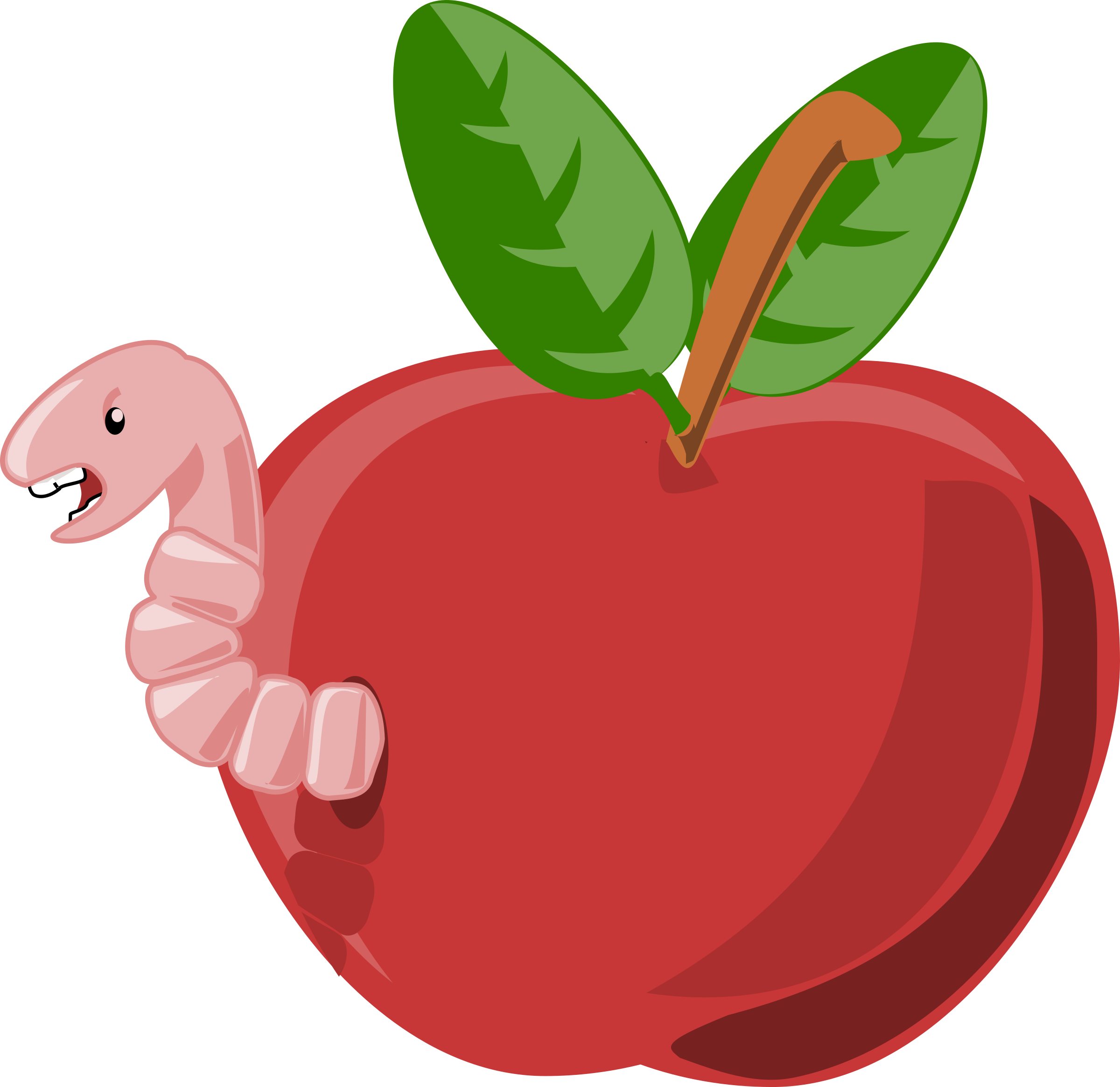 Clipart - cartoon apple with worm