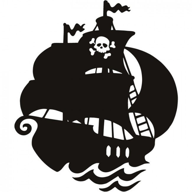 Pirate Ship On Waves Kids Cartoon Boats Wall Stickers Bathroom ...