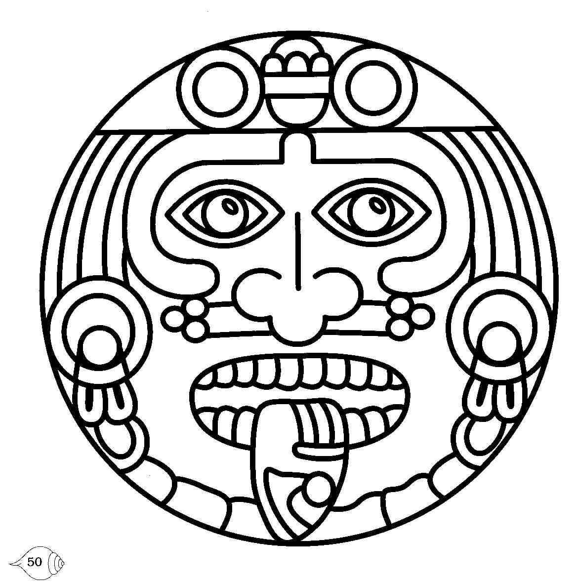 Aztec Calendar Stone Coloring Page - Google Twit