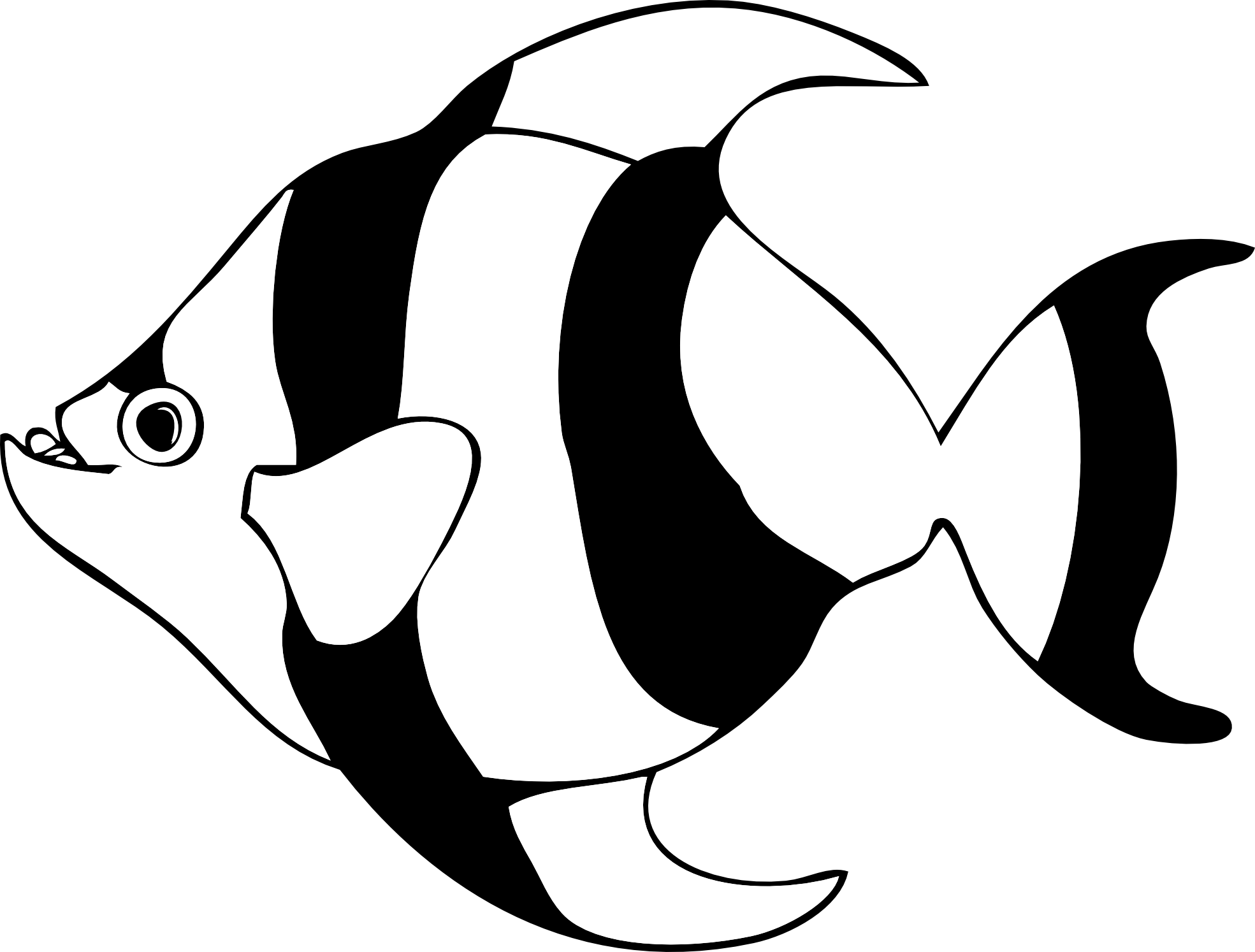 Cartoon fish clipart black and white