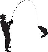 Bent fishing rod clipart