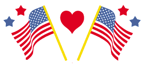 Fourth of July Graphics - 2 American Flags, heart and stars ...