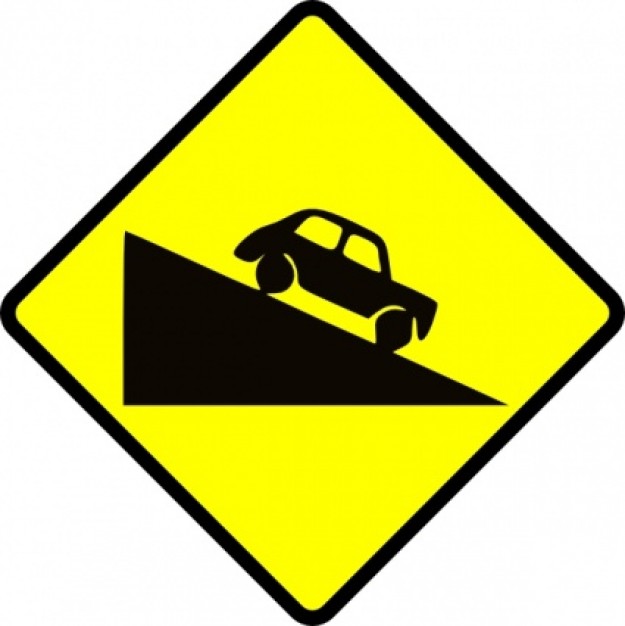 Caution Steep Hill clip art | Download free Vector