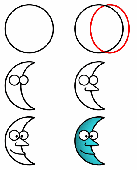 Drawing a cartoon moon