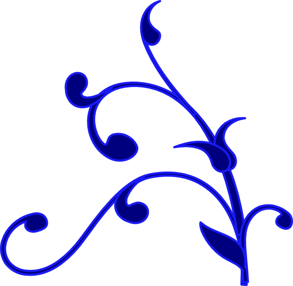Blue Outline Flower Vine Clip Art - vector clip art ...