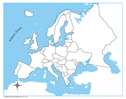 Control Map Unlabeled - Europe- A2Z Montessori Australia