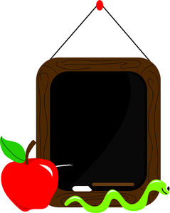 Chalkboard Clipart Image - Cartoon Chalkboard With an Apple and a Worm