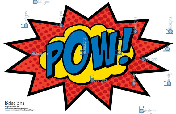 Superhero Party Signs Boom Pow Zap Bam Pop 11 by BsquaredDesign