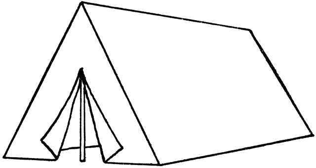 Free clip art black and white clipart of a tent