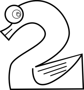 Number 2 clipart black and white
