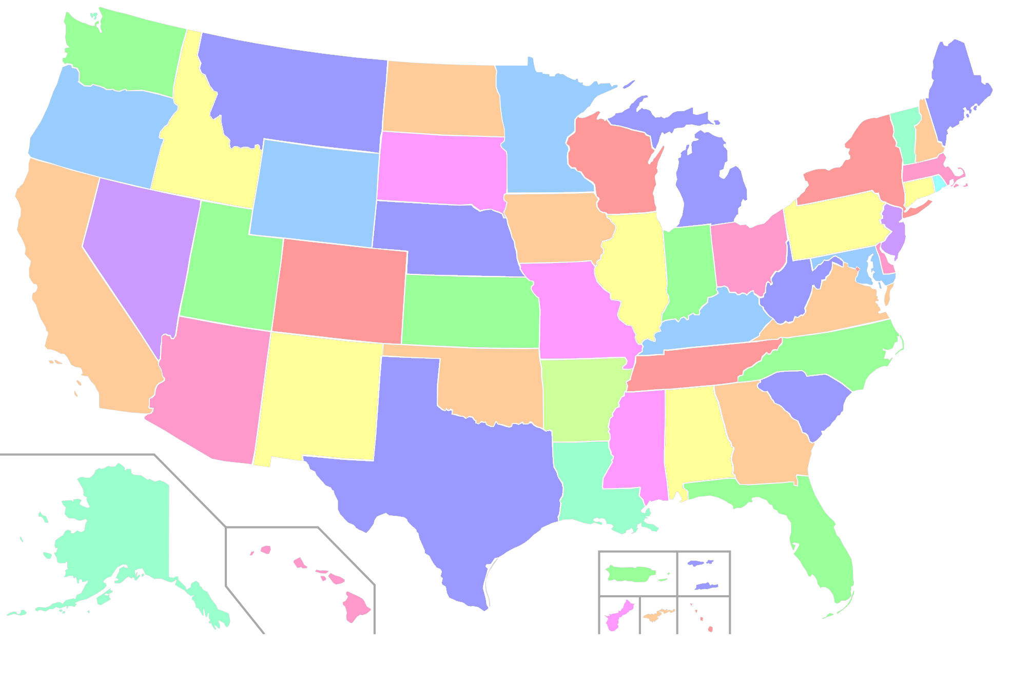 Best Photos of United States Map Template Color - Blank United ...