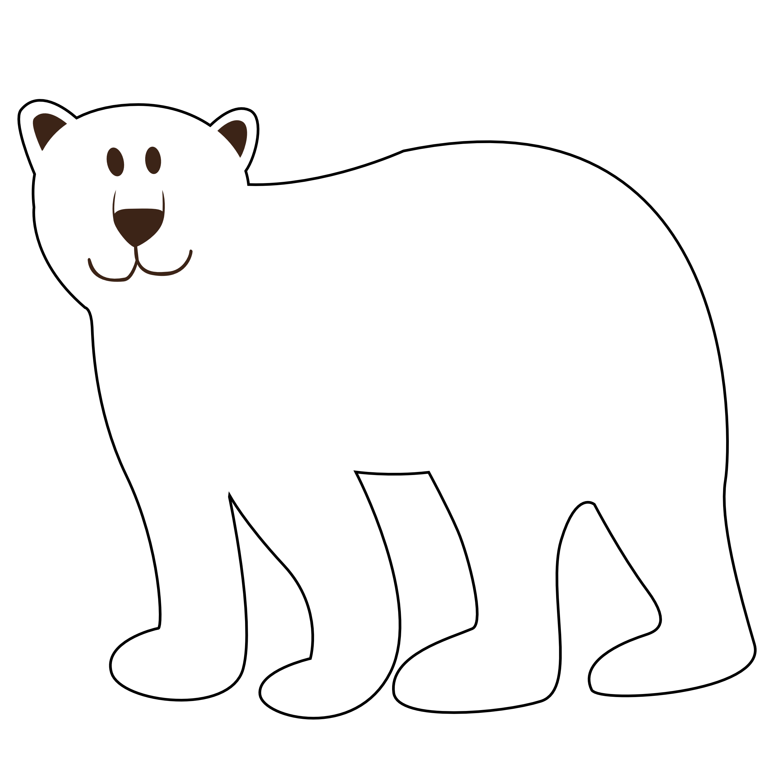 Clip Art Colorful Animal Polar Bear Black White