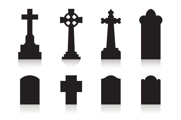 Tombstone silhouette icons ~ Icons on Creative Market