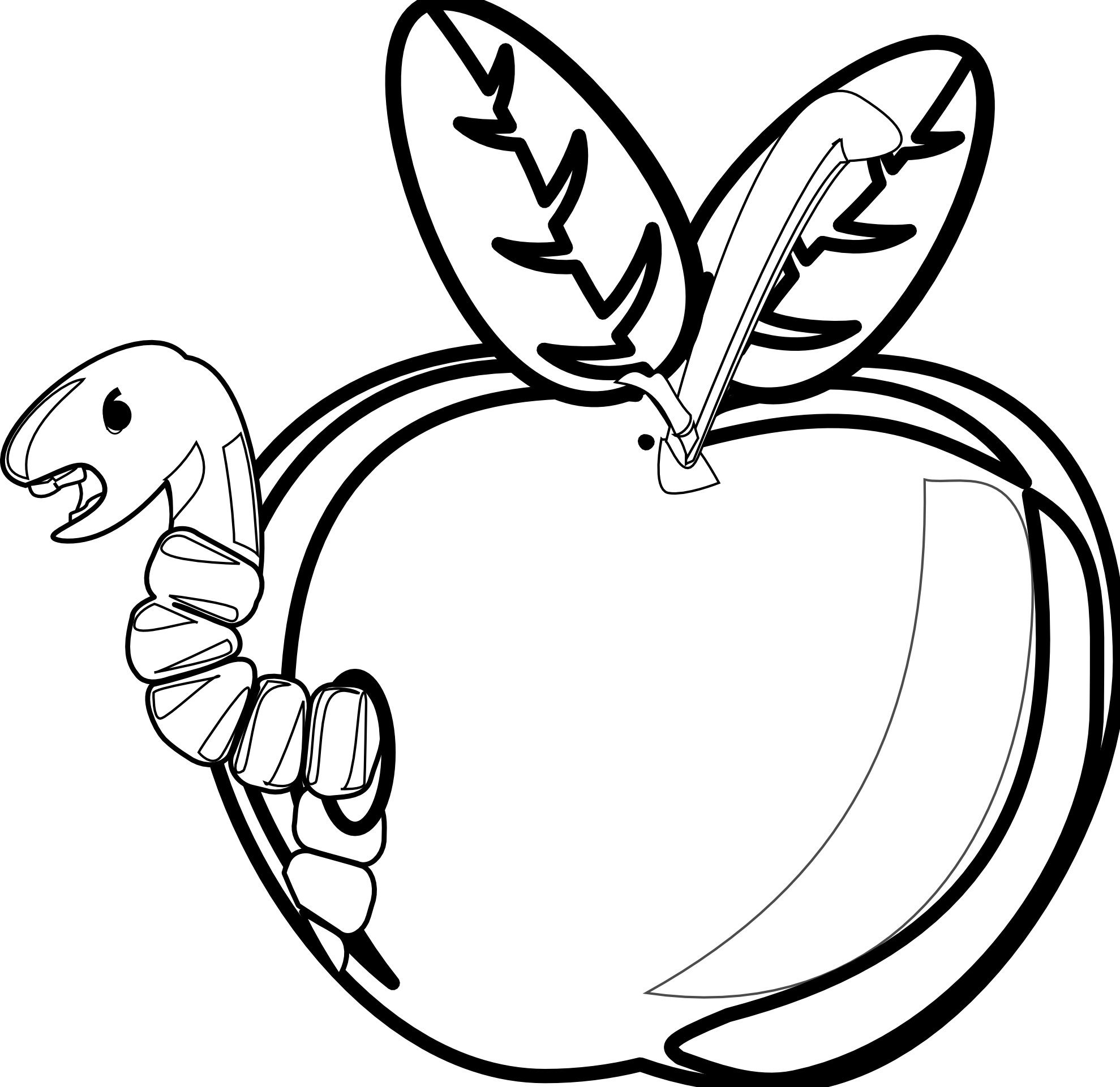 Apple black and white rg 1 cartoon apple with worm black white ...