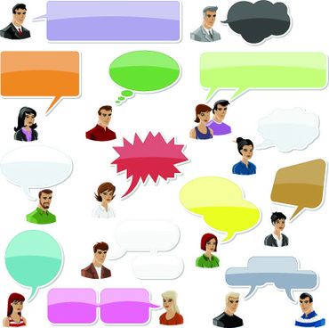 Business people silhouettes speech bubble free vector download ...