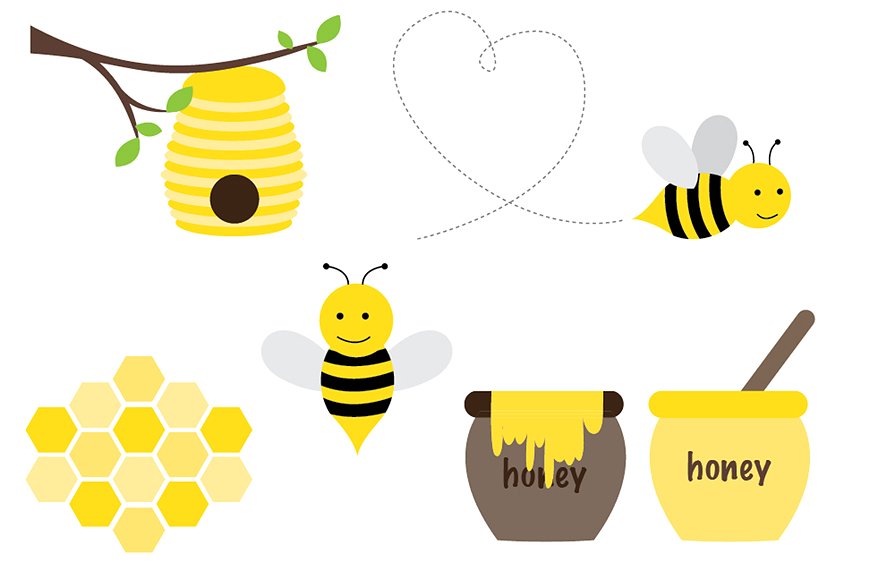 Honey Bee Clip Art Set ~ Illustrations on Creative Market