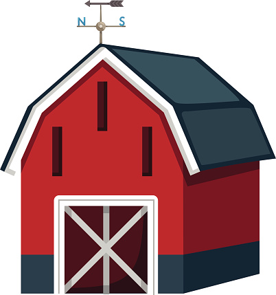 Silhouette Of A Red Barn Door Clip Art, Vector Images ...