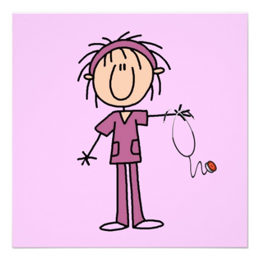 White Female Stick Figure Nurse T-shirts and Gifts Invite from Zazzle.