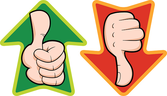 Cartoon Of A Thumbs Up Thumbs Down Clip Art, Vector Images ...