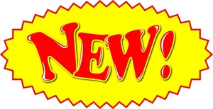 New Clipart Image - "New!" text in a red and yellow starburst