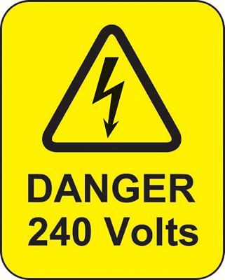 59768/54049 - Electrical warning labels - Danger 240 volts (40x50mm)