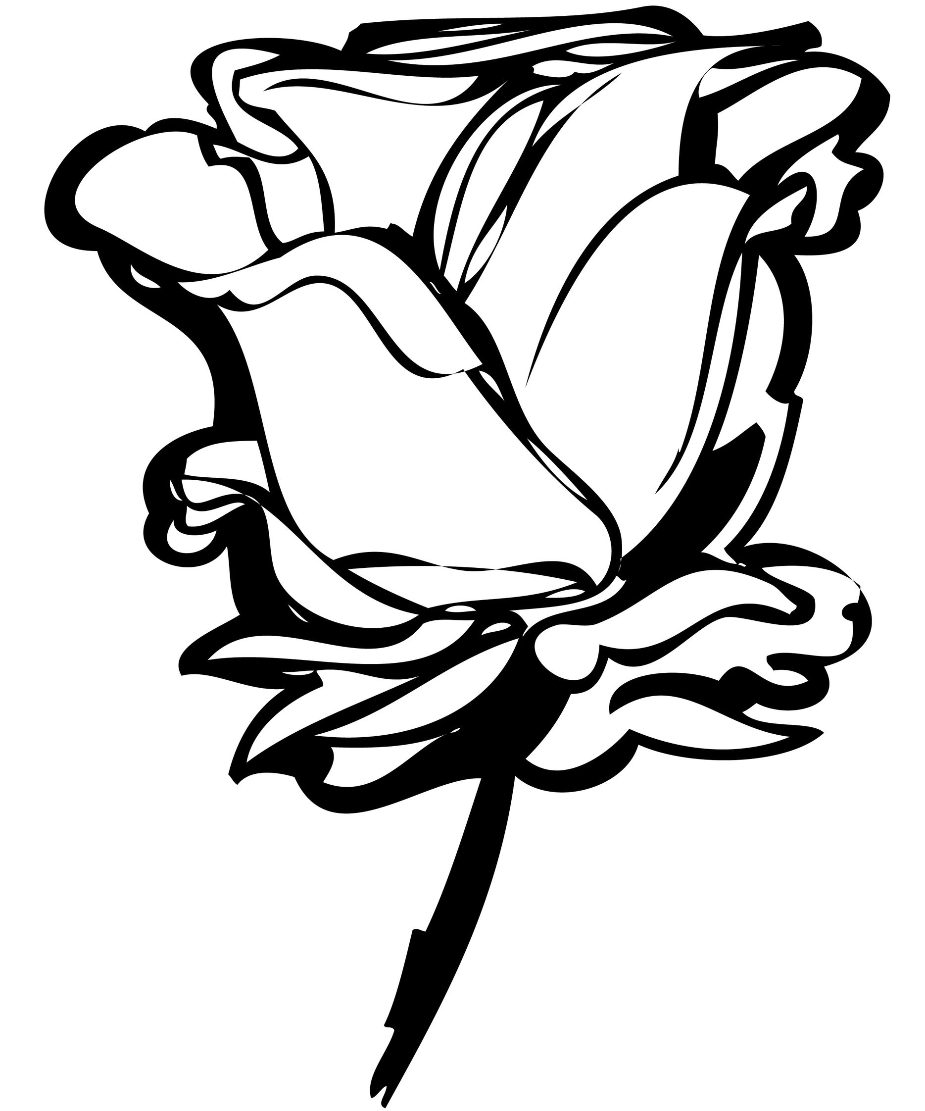 Single Rose Black And White Clip Art