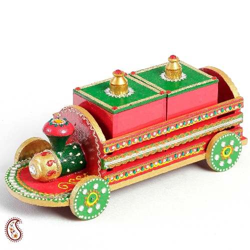 Hand Painted Wood And Clay Toy Train Storage Box - Buy Online with ...