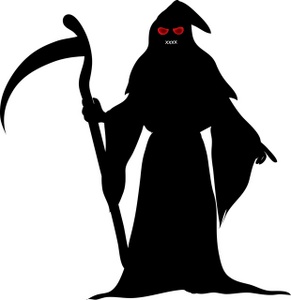 Grim Reaper Clipart Image - A Grim Reaper With Red Eyes Holding A ...