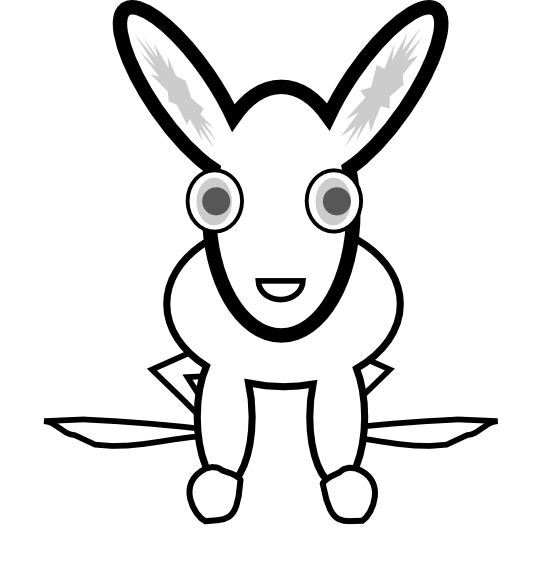 Clip Art: white rabbit black white line animal ...