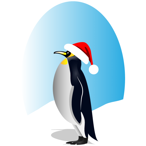 Penguin with Red Santa Hat Vector Clip Art Image Free Download