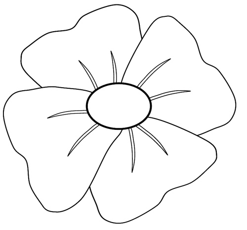 poppy clip art to colour, 14cm