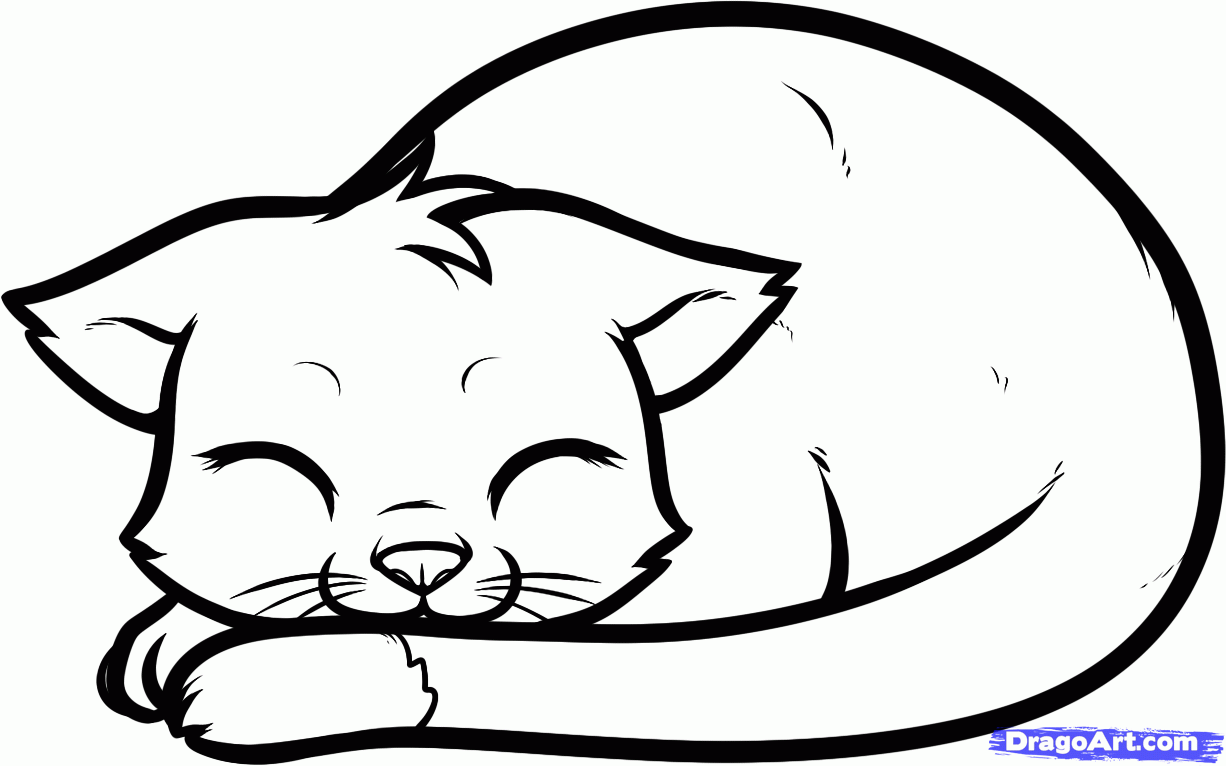 How to Draw a Sleeping Cat, Sleeping Cat, Step by Step, Pets ...