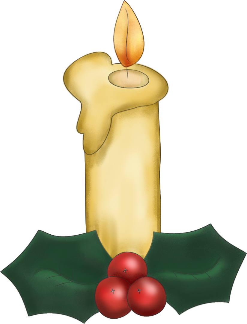 Christmas Candle with Holly - PNG and Paint Shop Pro Tube
