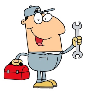 Handyman Clipart Image - Handyman or Mechanic Holding a Toolbox ...