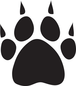 Paw Print Clipart Image - A black cartoon dog paw print