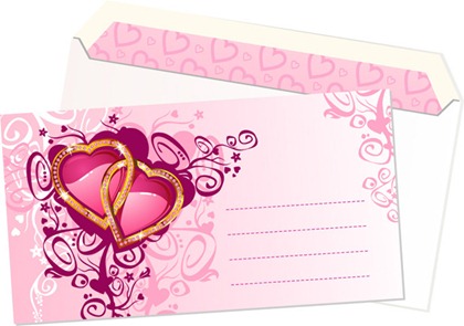 Pink heart-shaped pattern envelope vector material | Free Vector ...