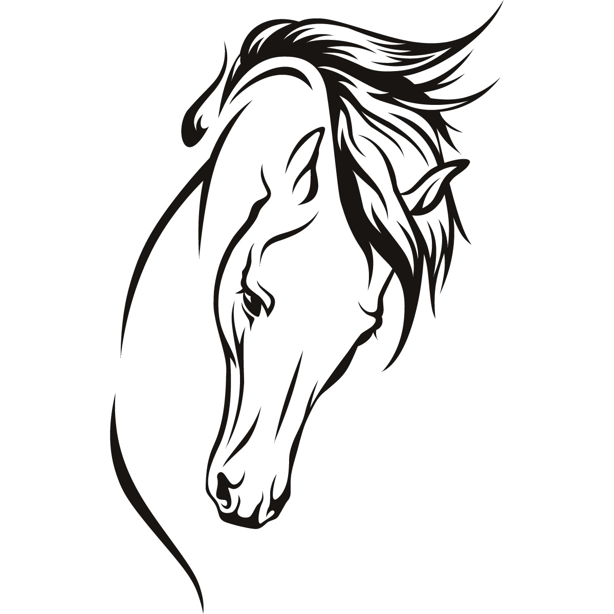 Horse Head Silhouette Coloring Page Vector Set Of Horse Head ...