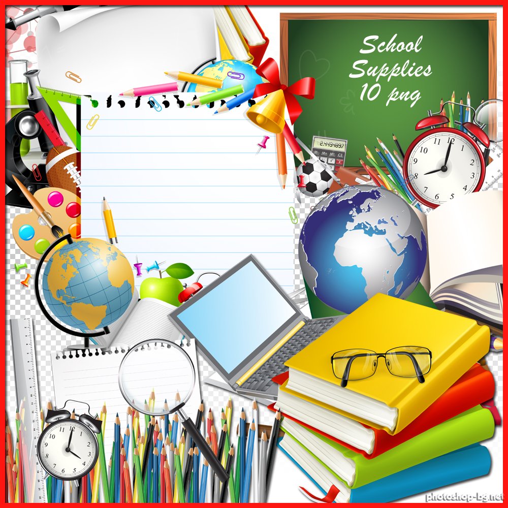 School Supplies Border Clipart - Free Clipart Images