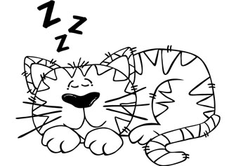 589 views Sleeping cat free coloring page