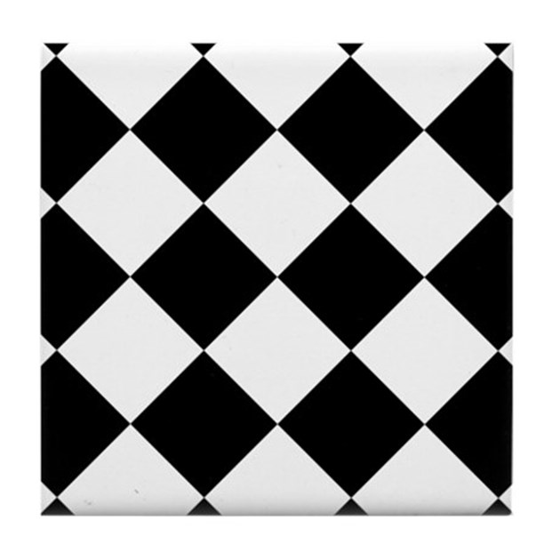 Harlequin Diamond Argyle Pattern Black White Tile by AllIntheBag
