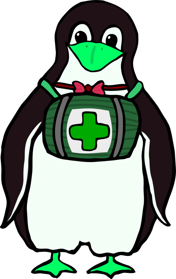 penguin wearing a first aid kit - vector Clip Art