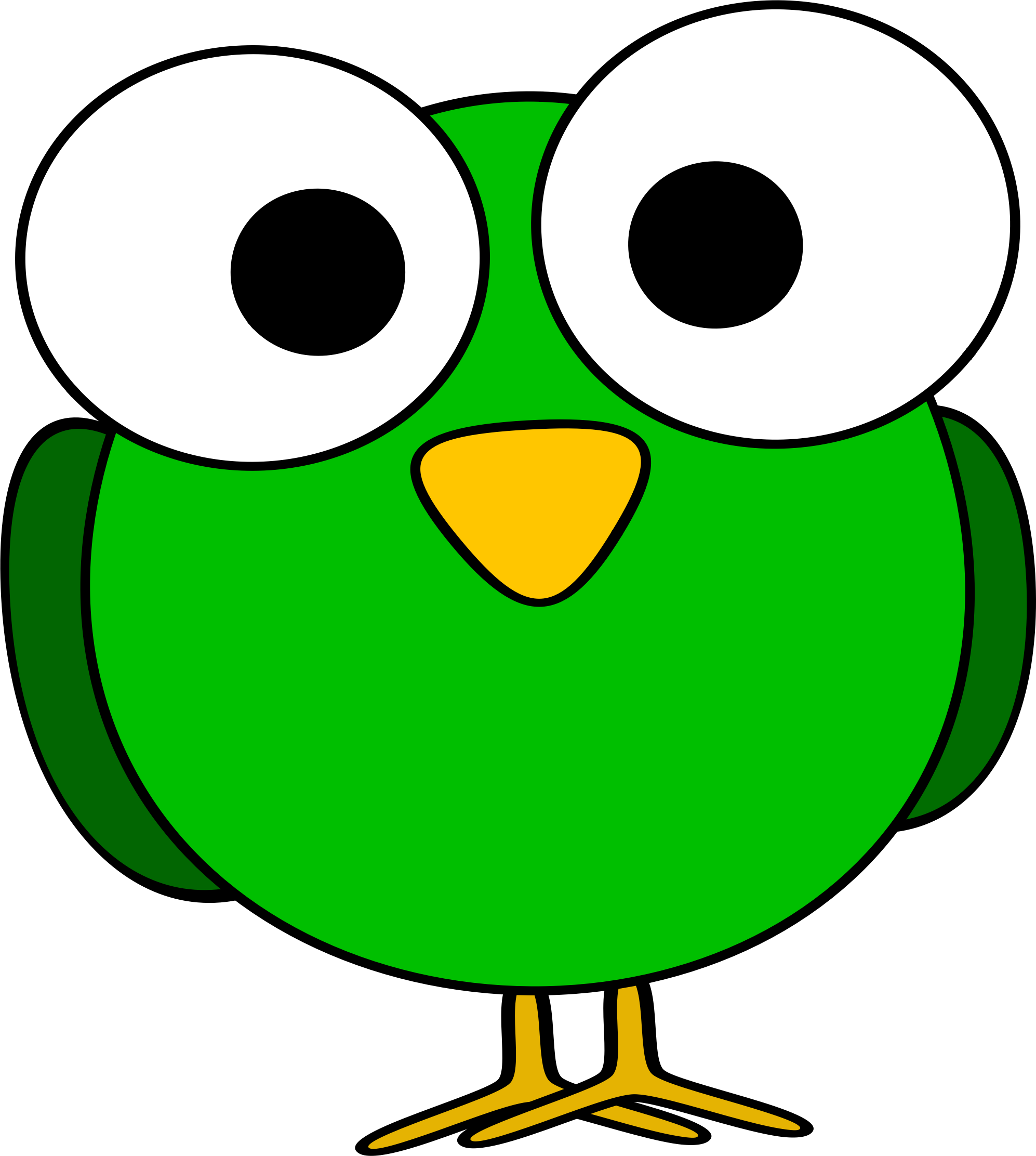 Clipart - Green googly-eye bird